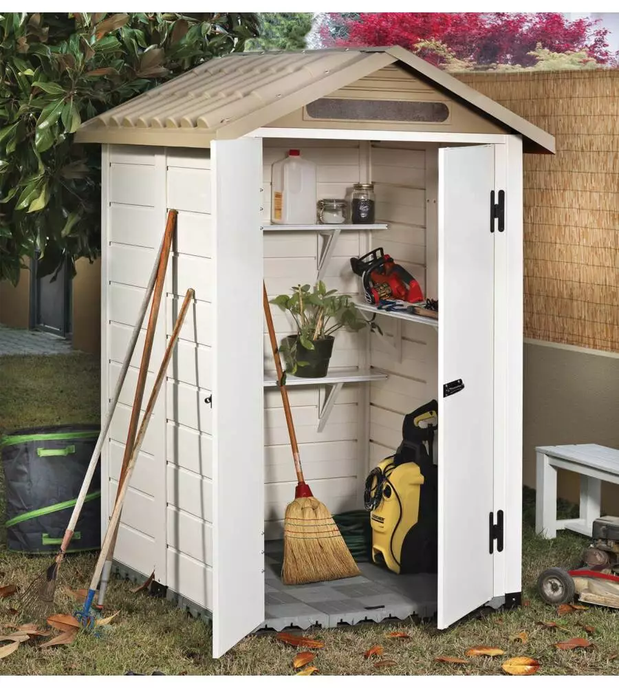 CASETTA DA GIARDINO IN PVC GAROFALO "TUSCANY 120.2P" L.137 X P.144 X H.214